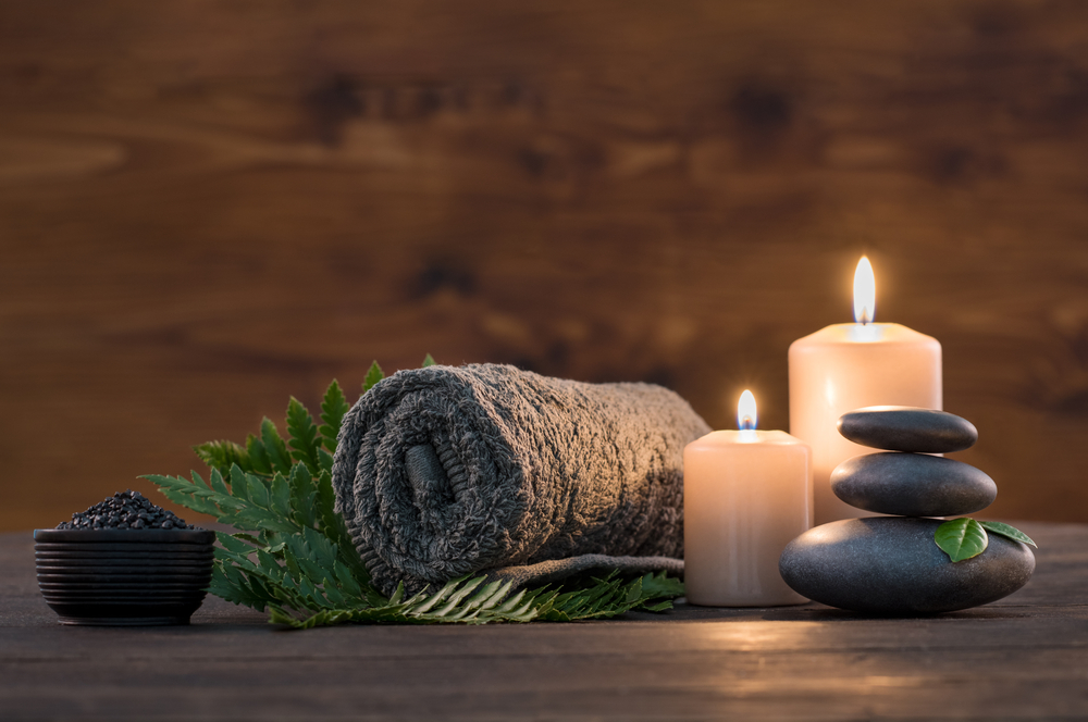 A spa setup for a hot stone massage