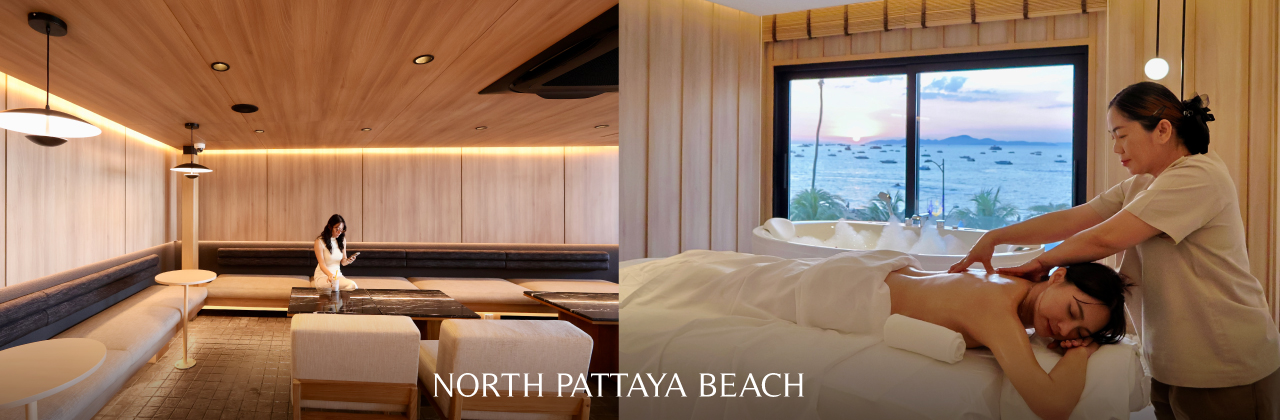 Relaxing spa interior with cozy seating area and luxury massage rooms at Makkha Spa, Chiang Mai’s top spa destination offering ultimate wellness and relaxation near North Pattaya Beach.